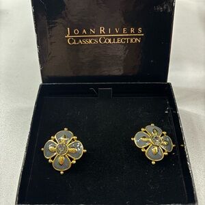 Joan Rivers Gold and Silver Flower Clip on Earrings